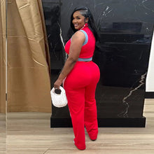 Load image into Gallery viewer, Casual Web Loose Stitching Denim Wide-Leg Pants Set