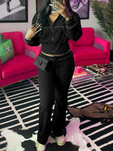 Load image into Gallery viewer, Solid color Waffle waist cinching long sleeved set AY3619