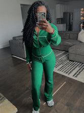 Load image into Gallery viewer, Solid color Waffle waist cinching long sleeved set AY3619