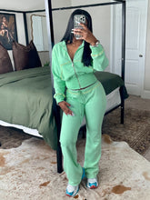 Load image into Gallery viewer, Solid color Waffle waist cinching long sleeved set AY3619