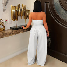 Load image into Gallery viewer, Sexy tube top sleeveless metal button wide leg jumpsuit AY3659