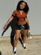 Load image into Gallery viewer, Slim Fit Double Top Sports Short Sleeve Shorts Set
