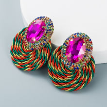 Load image into Gallery viewer, Personalized oval glass diamond braided earrings(AE4062)