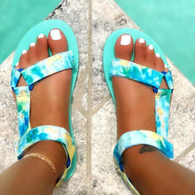 Load image into Gallery viewer, Colorblock printed beach sandals for summer
