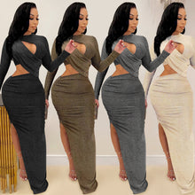 Load image into Gallery viewer, Solid Color Hollow Split Long Skirt Dress(AY1577)