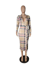 Load image into Gallery viewer, Fashion Plaid Print V Neck Dress AY1699
