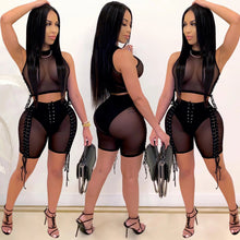 Load image into Gallery viewer, See through webbing straps mesh two-piece set AY2034