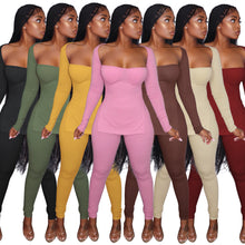 Load image into Gallery viewer, Fashion long-sleeved high-slit pit strip suit(AY1496)
