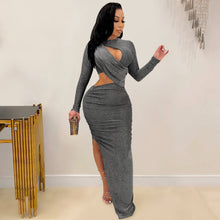 Load image into Gallery viewer, Solid Color Hollow Split Long Skirt Dress(AY1577)
