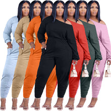 Load image into Gallery viewer, Casual slanted shoulder feet solid jumpsuit(AY1445)