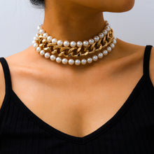Load image into Gallery viewer, Fashion exaggerated imitation pearl multilayer necklace(AE4091)