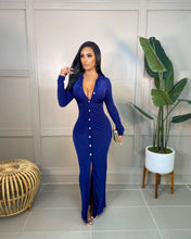 Load image into Gallery viewer, Single-breasted cardigan long dress(AY1471)