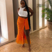 Load image into Gallery viewer, Women's pleated knotted split slim skirt AY2009