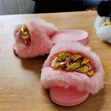 Load image into Gallery viewer, Colorful plush chain slippers(HPSD117)