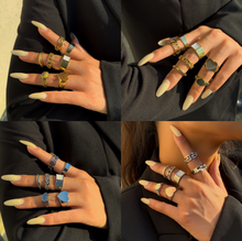 Load image into Gallery viewer, Personality Rhinestone Letter Chain Ring Set(AE4088)