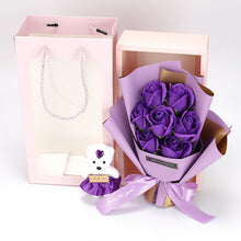 Load image into Gallery viewer, Valentine's Day 7 soap flower rose bouquet bear gift box(AE4086)