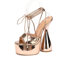 Load image into Gallery viewer, Fashion fish mouth lace-up super heel sandals(HPSD191)