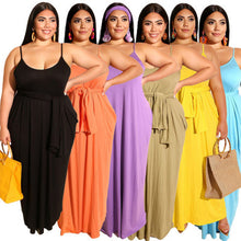Load image into Gallery viewer, Plus size solid color suspender dress AY1198