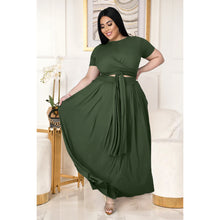 Load image into Gallery viewer, Plus size solid color cross strap swing skirt suit AY1171