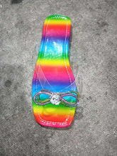 Load image into Gallery viewer, Square head rhinestone butterfly colorful slippers (only slippers)