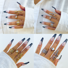 Load image into Gallery viewer, Personality Rhinestone Letter Chain Ring Set(AE4088)