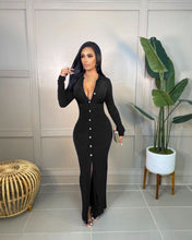 Load image into Gallery viewer, Single-breasted cardigan long dress(AY1471)
