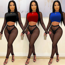 Load image into Gallery viewer, Sexy Colorblock Mesh Two Piece Set(AY1811)