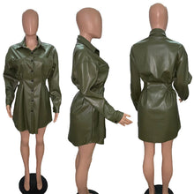 Load image into Gallery viewer, Pleated waist PU windbreaker jacket(AY1468)