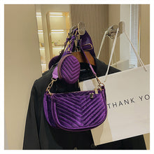 Load image into Gallery viewer, Fashion velvet embroidery diagonal bag three-piece set(AB2058)