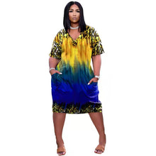 Load image into Gallery viewer, Leopard gradient loose V-neck dress 8282