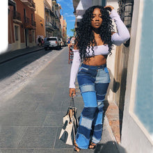 Load image into Gallery viewer, Hot selling stitching flared denim trousers(Only pants)