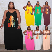 Load image into Gallery viewer, Loose floor mop queen print dress AY1990