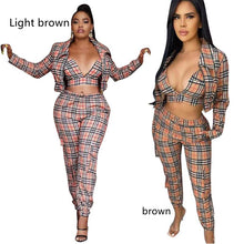 Load image into Gallery viewer, Plaid sling coat pants suit(AY1630)