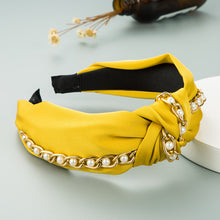 Load image into Gallery viewer, Metal chain fabric knotted pearl headband