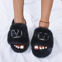 Load image into Gallery viewer, Fashion Letter Buckle Plush Slippers(HPSD183)