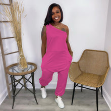 Load image into Gallery viewer, Diagonal shoulder sports Jumpsuit AY2028