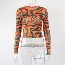 Load image into Gallery viewer, Fashion Print Slim Fit Long Sleeve Short T-Shirt(AY1663)