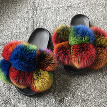 Load image into Gallery viewer, Hot selling fur ball slippers