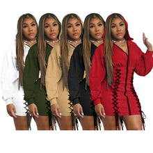 Load image into Gallery viewer, Personality strappy hooded zipper dress(AY1417)