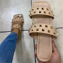 Load image into Gallery viewer, Rivet Square Toe Flat Slippers(HPSD202)