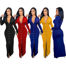 Load image into Gallery viewer, Single-breasted cardigan long dress(AY1471)