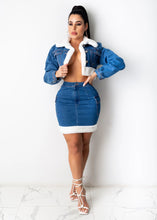 Load image into Gallery viewer, Fashion plush denim skirt two-piece suit(AY1474)