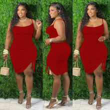 Load image into Gallery viewer, Multicolor suspender single side Pleated Dress AY2058