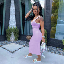 Load image into Gallery viewer, Solid color stitching vest dress AY1012