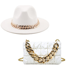 Load image into Gallery viewer, Fashion chain jazz hat chain bag two piece set(4099)