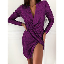 Load image into Gallery viewer, Sexy bronzing v-neck dress
