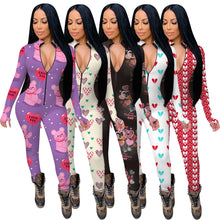 Load image into Gallery viewer, long sleeve Heart Print Jumpsuit