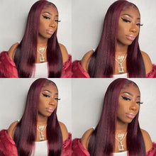 Load image into Gallery viewer, Human hair 99j Straight waveT-part Lace Frontal Wigs(AH5039)