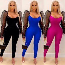 Load image into Gallery viewer, Solid color net yarn bubble pile sleeves jumpsuit(AY1240)