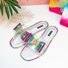 Load image into Gallery viewer, Fashion rhinestone colorful bow crystal flat slippers( HPSD223)